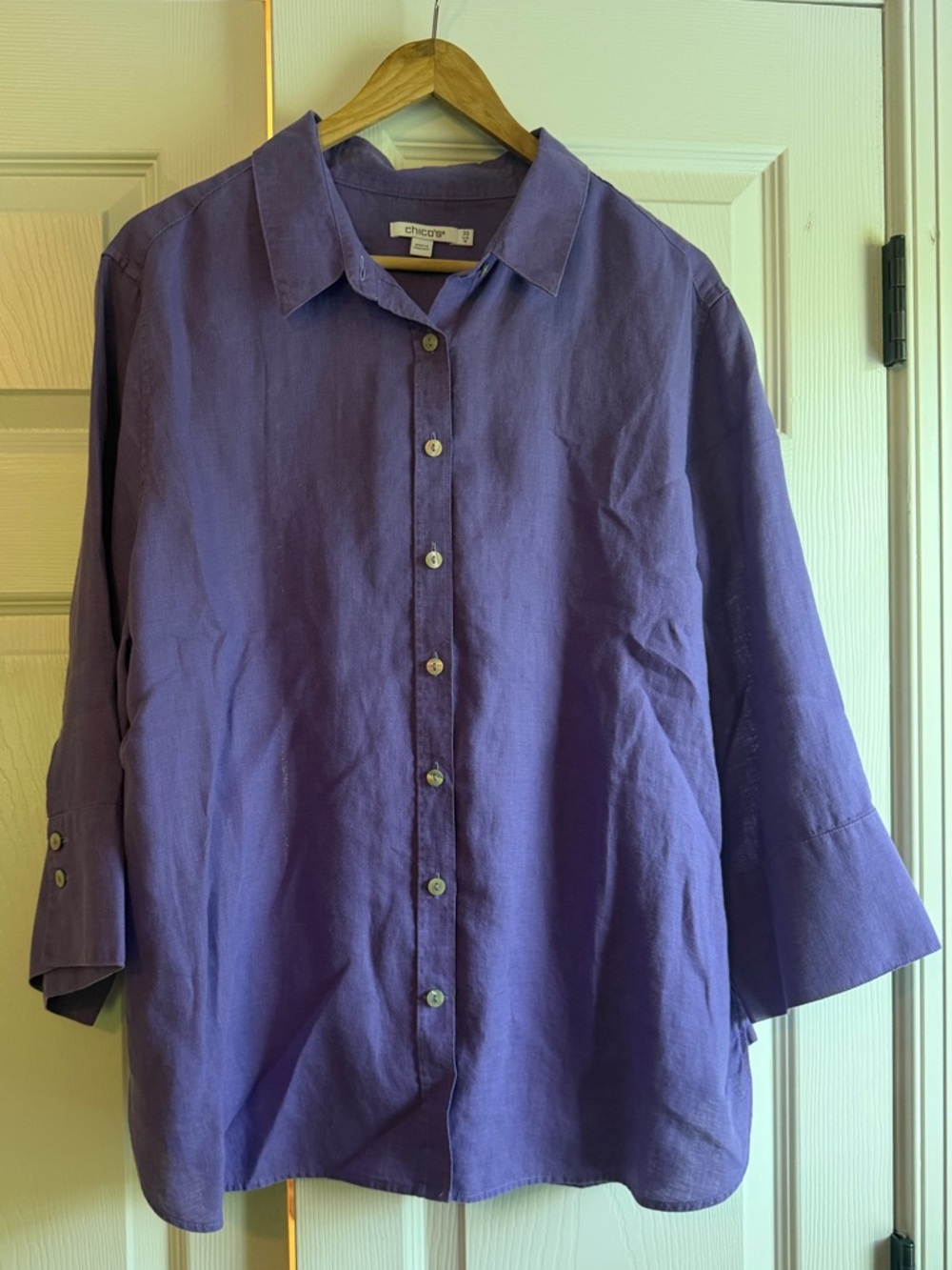Chico's Lavender Linen Collar Shirt